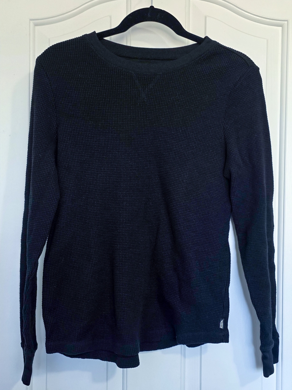 Eddie Bauer Black Long-Sleeve Waffle Knit Top